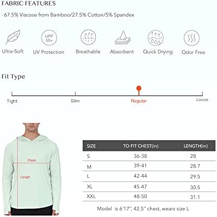 חולצת קפוצ'ו-קפוצ'ו של NetDraw גברים אולטרה-רך-גברים UPF 50+ הגנה מפני שמש שרוול ארוך משקל קל