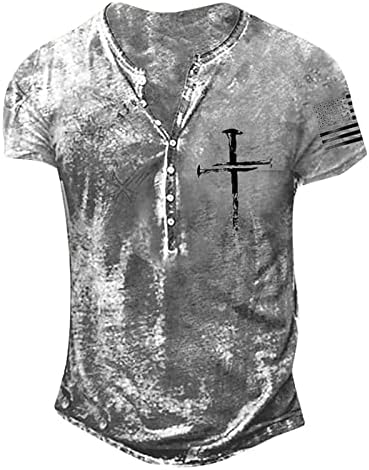 גברים נוחים חולצות חולצות חולצות V כפתור צוואר 2023 טיז קיץ מזדמן אופנה מודפס שרוול קצר חולצה רזה