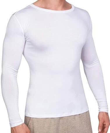 בגדי אקזמה של Ad Rescuewear למבוגרים - חולצת שרוול ארוך לבנה לגברים - הקלה בגירוד, אולטרה -רך, ואף לא אבץ או צבע