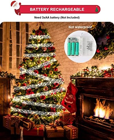 אורות סרט עץ חג המולד לא מסודרים, 32ft 100 LED 8 מצבים קשתות נחושת אורות מיתר לעץ חג המולד,