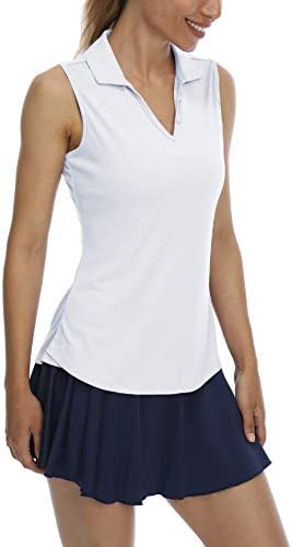 LastFor1 חולצות גולף פולו ללא שרוולים לנשים יבש מהיר 50+ הגנה על uv v עם צווארון צווארון גופיות טניס