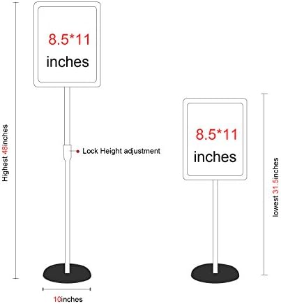 מחזיק סימנים מתכוונן של Huazi עמדת שלט רצפה עומדת בגודל 8.5x11 אינץ ', תצוגה אנכית ואופקית מוצגת,