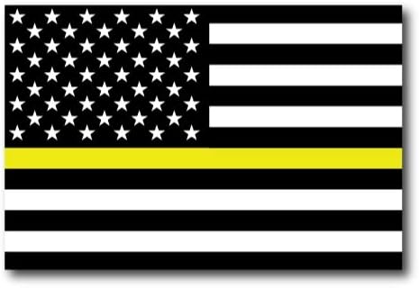 מגנט לי למעלה קו צהוב דק מדבקות מגנט דגל אמריקאי, 4x6 אינץ ', שחור, צהוב ולבן, מגנט רכב כבד
