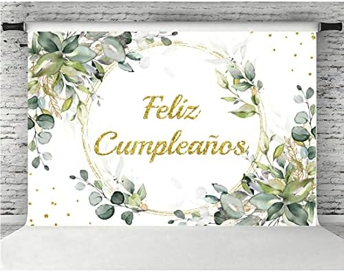ירוק עלים זוהר נקודות זהב טבעת מקסיקני יום הולדת שמח קישוטי אספקת פרחוני עוגת שולחן באנר תא צילום