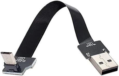 Cablecc Up זווית USB 2.0 סוג-A זכר למיקרו USB 5PIN נתונים זכריים שטוחים כבל FPC רזה עבור FPV