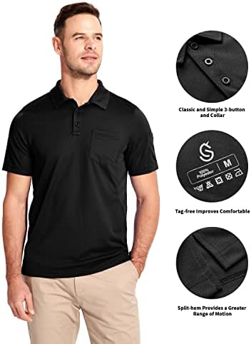 חולצת פולו גולף לגברים של ISEEGZ, חולצות טריקו טקטי טקטי של כיסו של שרוול ארוך לכיס טקטי לגברים ספורט עבודה