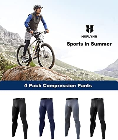 הופלין 4 מארז דחיסת מכנסיים גרביונים חותלות גברים, חורף שכבה בסיסית עבור ריצה אימון ספורט יוגה