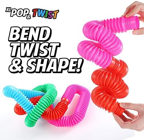 פופ רב -צבעוני XL צינורות מתיחה צעצוע חושי לצעצועים לומדים לילדים פעוטות - 4 חבילה