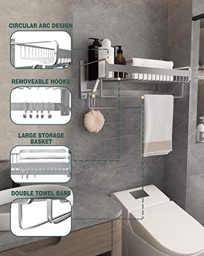 קיר מגבת אמבטיה קיר רכוב, מתלי מגבת כפולים לחדר אמבטיה, מתלה מגבת רחצה בגודל 22 אינץ