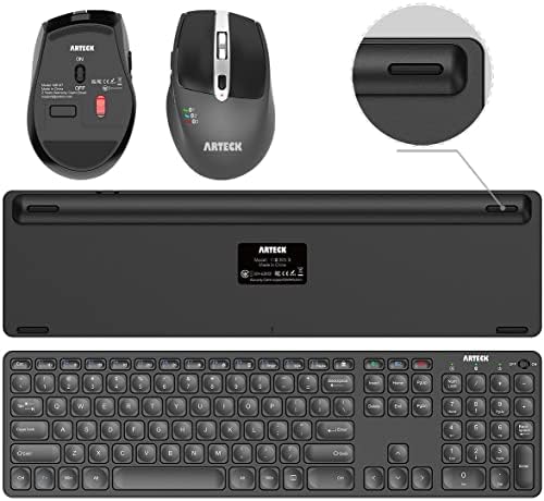 מקלדת ועכבר אלחוטיים בגודל מלא ועכבר ארגונומי עבור חלונות, מחשבים ניידים, אנדרואיד, מחשב שולחני מחשב נייד מחשב