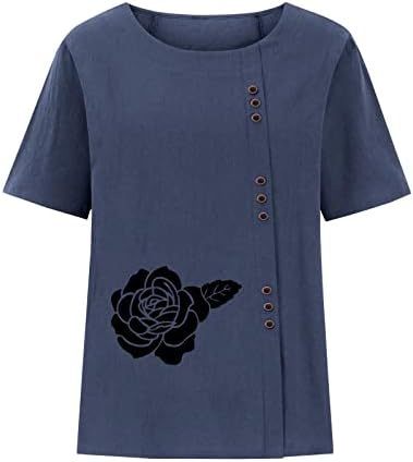 חולצת טשס גדולה לנשים טרנדיות הדפסת פרחים טרנדיות צמרות שרוול קצר שרוול חולצות צווארון כפתור טוניקה למטה