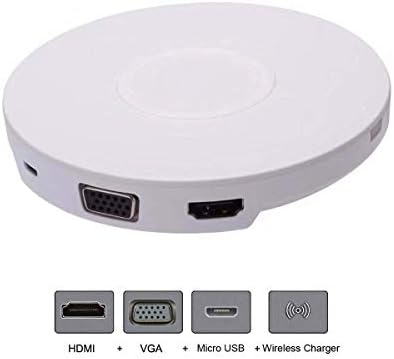 Cablecc USB-C ל- HDMI 4K VGA 1080P מתאם Type-C עם מטען אלחוטי עבור iPhone נייד