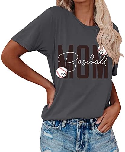 נשים חולצות טרנדי, בייסבול גרפי טיז חמוד בייסבול מודפס קיץ קצר שרוול חולצה מזדמן ספורט חולצות