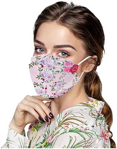 50 יחידות חד פעמי פנים מסכת למבוגרים, פרח הדפסת מסכת פנים כיסוי לנשימה נוח מסכת לגברים נשים חיצוני