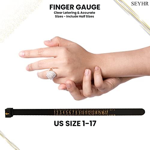 סייזר טבעת סייזר מדידת חגורת ארהב גודל 1-17 שחור טבעת אומדת כלי, לשימוש חוזר אצבע סייזר חגורה-מתכוונן