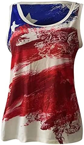 דגל אמריקאי גופייה במצוקה לנשים, 4 ביולי חולצת טריקו פטריוטית צמרות קמיס קמיס טייס ללא שרוולים בשר שרוולים.