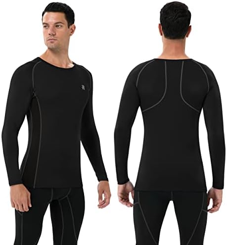 חולצות דחיסה של Runhit לגברים שרוול ארוך מגניב אימון אתלטי יבש חולצות דיג חולצות שמש חולצות ספורט טייץ