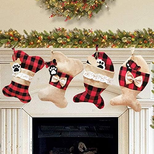 גרבי חיות מחמד לחג המולד של Alimitopia, עצם כלב סנטה מתנה שקית ממתקים גרביים תלויים אספקה ​​לקישוט עץ