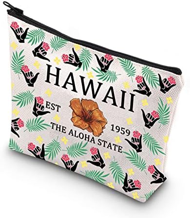 WCGXKO HAWAII פרחים מתנה מתנת מסיבת קיץ הוואי הוואי EST 1959 תיק איפור רוכסן של אלוהה