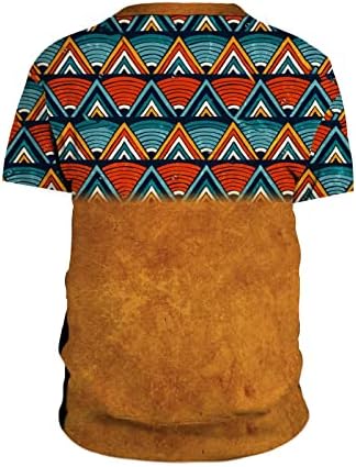 חולצות הנרי גיאומטריות לגברים אצטקיות וינטג 'צמרות שרוול קצר הדפס אתני