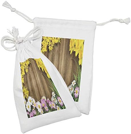 סט כיס כפרי כפרי לונא -לונדיט של 2, קבוצה של סוג שונה של פרחים טריים מסגרת דשא ארוכה מסגרת פסחא חיננית,