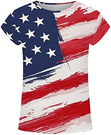 סירת הנשים כותנה כותנה אמריקאית דגל אמריקאי בראנץ 'בראנץ' עליון חולצת טשט