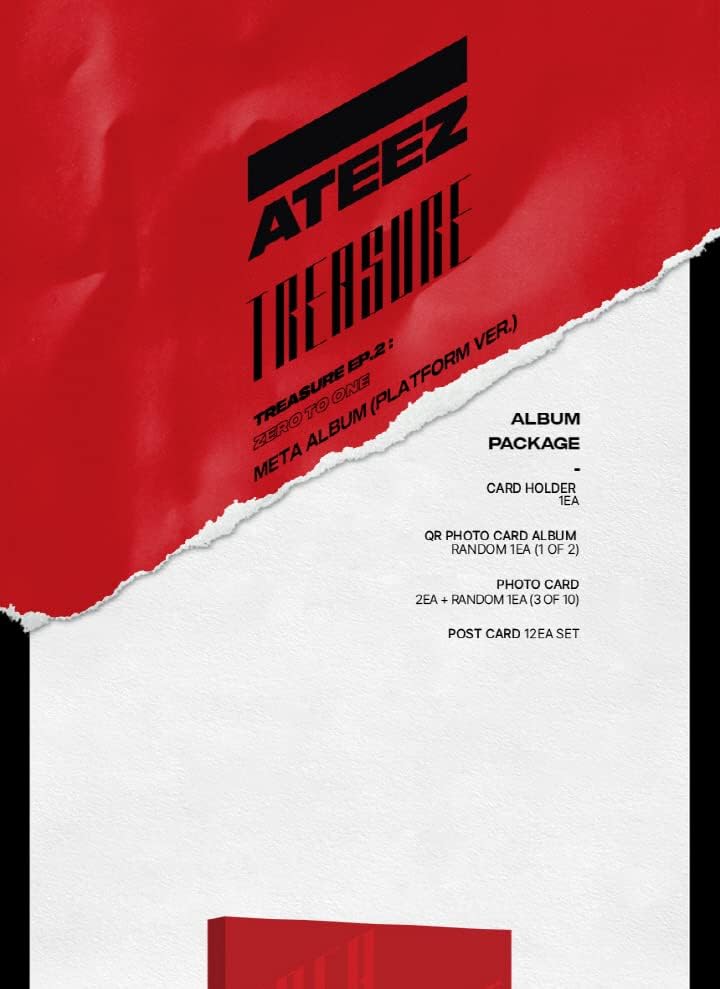 ATEEZ TREATURE EP.2: אפס עד אלבום מיני אחד מטה פלטפורמה מטא מחזיק כרטיסי גרסה+אלבום QR PhotoCard+PhotoCard+Postcard+מעקב