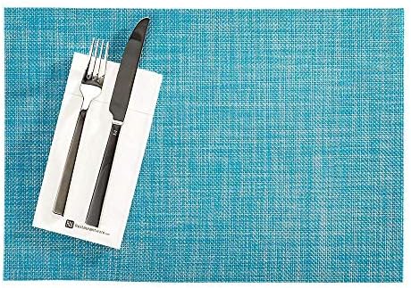 כרמל רשת כחול ויניל ארוג מפית - עם פרל אשכולות-16 איקס 12 - 6 לספור תיבה-מסעדה