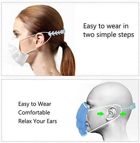 פנים כיסוי וו רך אוזן חבל מתכוונן 4 הילוך חבל הארכת אבזם נגד כאבי אוזניים קבוע רצועה שחור 10 יחידות