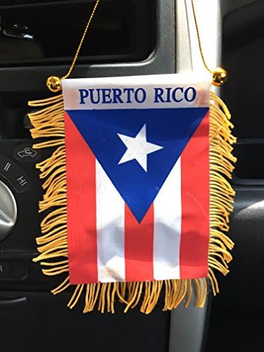 דגל באנר מיני פוארטו ריקו דגל באנר MAD CAN AUTO תיקון 2 סט BORICUA PUERTO RICAN MINI FLAG AUTO