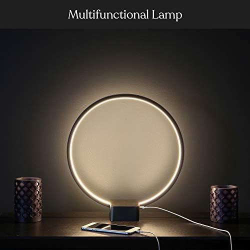 מנורה של שידת לילה של מעגל Lightech עם נמל USB - מנורת עמדת מיטה קומפקטית לחדר שינה, סלון - מנורת שולחן ושולחן