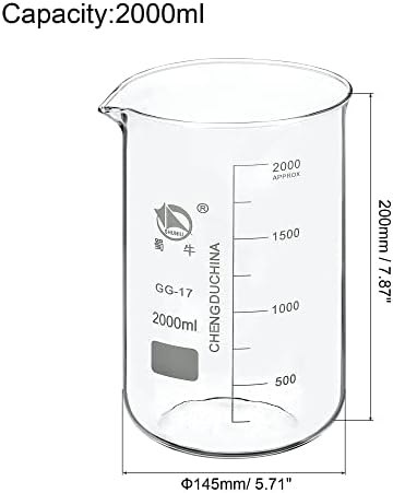 פטיקיל 10 מ ל כוס זכוכית נמוכה, 3.3 בורוסיליקט זכוכית בוגר מודפס בקנה מידה מדידת כוסות עם זרבובית למטבח