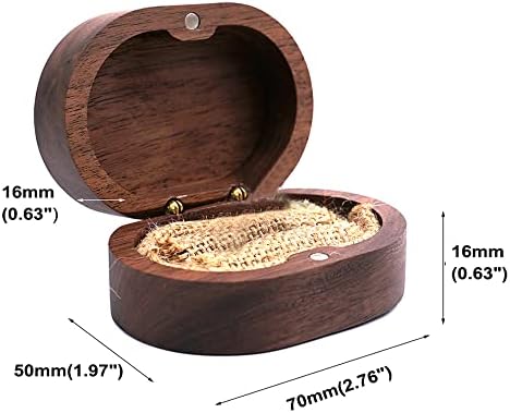 12 יחידות ריק עץ טבעת תיבת סגלגל אגוז רטרו תכשיטי עץ אחסון תיבת חקוק להעיף עץ טבעת מחזיק עם מגנטי עבור