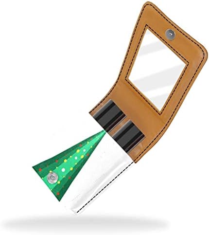מיני איפור תיק עם מראה, מצמד ארנק מעוור שפתון מקרה, חג המולד עץ ירוק גיאומטרי קריקטורה