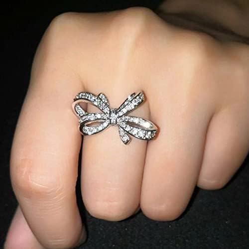 2023 נשים של מלא יהלומי קשת טבעת אירוסין טבעת תכשיטי מתנות טבעות לנשים גודל 5