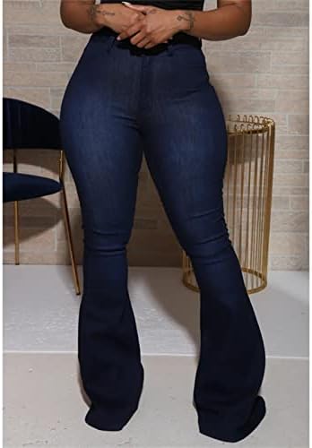 התלקחות פעמון תחתון ג 'ינס לנשים גבוהה מותן למתוח רחב רגל ג' ינס מכנסיים קלאסי הרזיה רטרו קומפי ז