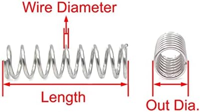 קפיץ קיגאורו 5 יחידות קפיצי דחיסה בקוטר חוט 0.7 ממ OD 6 ממ 8 ממ 10 ממ 304 קפיצי לחץ נירוסטה אורך 60/70/80/90/100