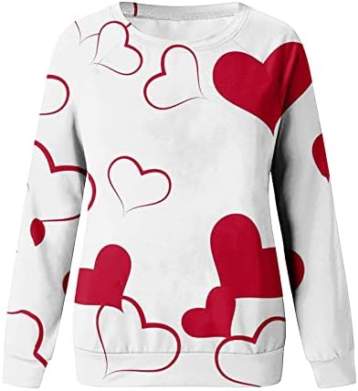 Jjhaevdy יום האהבה פלוס סוודר גודל נשים צוואר צוואר צוואר סוודר שרוול ארוך אהבה לב גרפי גרפי חולצות