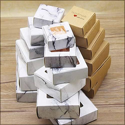 20 יחידות קופסאות מתנות בגודל מוטלי בעבודת יד עם חבילת מתנות עם סגנון שיש -חלון בסגנון קנדי ​​ומלאכה לחתונה