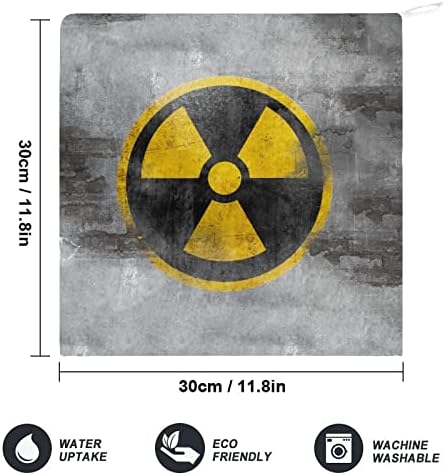 סמל רדיואקטיבי גרעיני צהוב כור כור מגבת יד עם לולאה תלויה סופגת מיקרופייבר חמוד למטבח אמבטיה ביתי
