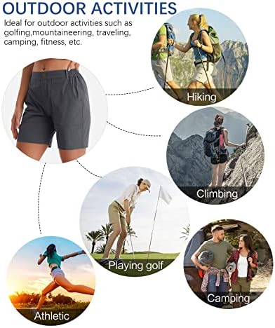מכנסיים קצרים גולף של Feixiang Womens מהירים מהירים משקל קל משקל חיצוני לנשים מכנסי טיול קצרים עם כיסי