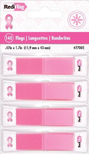 רדי-תג רדי-כרטיסייה מודעות לסרטן השד דגלים מוקפצים עם מתקן, 1/2 אינץ', 1-חבילה