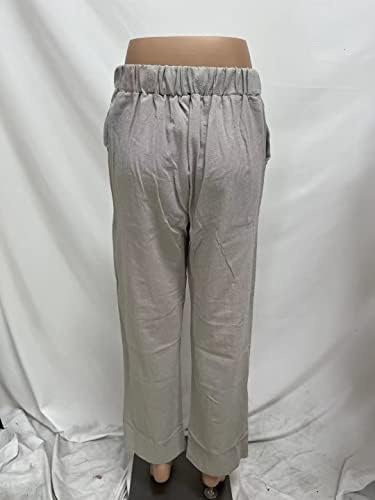 מכנס פשתן כותנה מזדמן של Koobeton מכנסי פשתן קז'ן מכנסיים קצוצים פלאזו