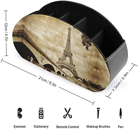 בציר פריז מגדל אייפל שלט רחוק מחזיק עט תיבת עור מפוצל מרחוק נושא כלים דקורטיבי שולחן אחסון ארגונית מיכל