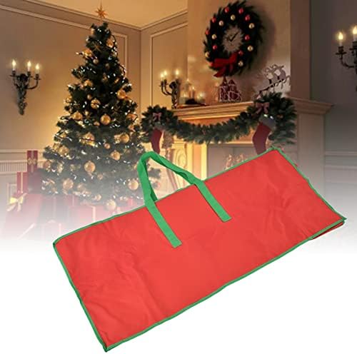 שקית אחסון עץ חג המולד, 44.9 על 15.0 על 19.8 אינץ', חומר אוקספורד עמיד 600 ד', כספת מגן אדומה בוהקת