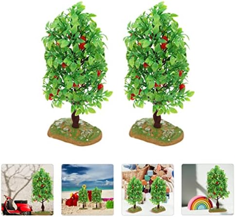 עצי פרי מיניאטורי 2 יחידות דגם עצי מזויף פלסטיק פירות עץ גן נוף דגם רכבת נוף ארכיטקטורת עצים עבור עשה זאת בעצמך