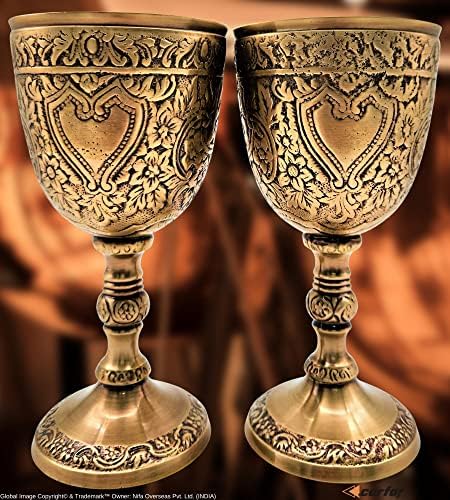 קרפר פרימיום יין גביע מוצק פליז רויאל יין כוס בעבודת יד גביע מימי הביניים דקור גותי גביע חבילה של 1