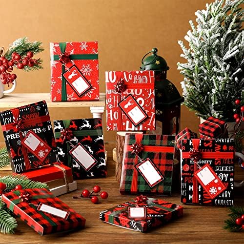 24 יחידות חג המולד מתנת כרטיס תיבת מחזיקי עם 24 יחידות נייר מתנה תגים וקשתות חג המולד הווה לעטוף