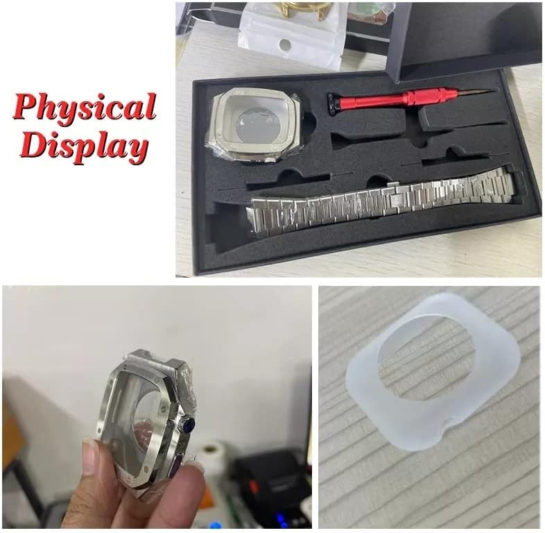 ערכת שינוי יוקרה של CNHKAU עבור Apple Watch Case Band 45 ממ 41 ממ/40 ממ 44 ממ Mod Metal Watch Case