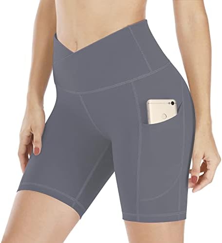 מכנסי יוגה של Kbialifs לנשים עם כיסים מכנסי אופנוען מותניים גבוהים למכנסיים קצרים של אימון נשים המריצים מכנסיים